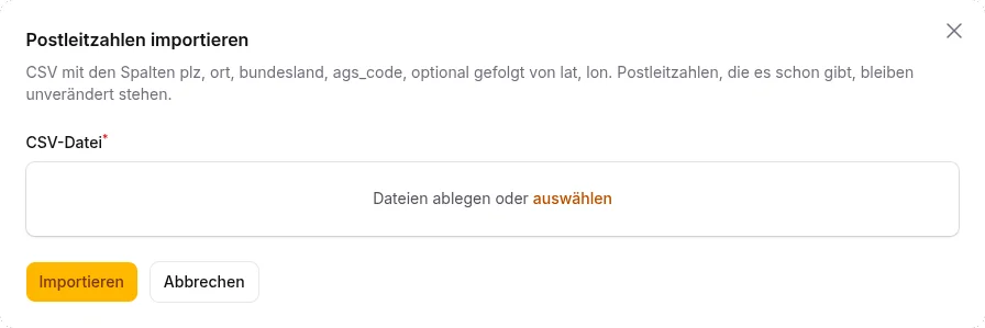 Import-Dialog für eine CSV-Datei